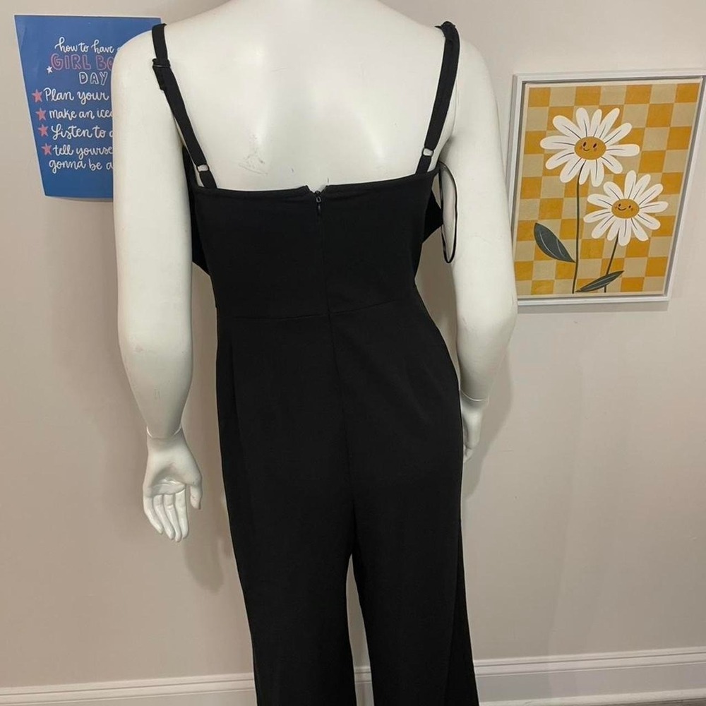 Thirty Thirty L.A. Black Bow Front Wide Leg Party Jumpsuit size Medium - Picture 3 of 8